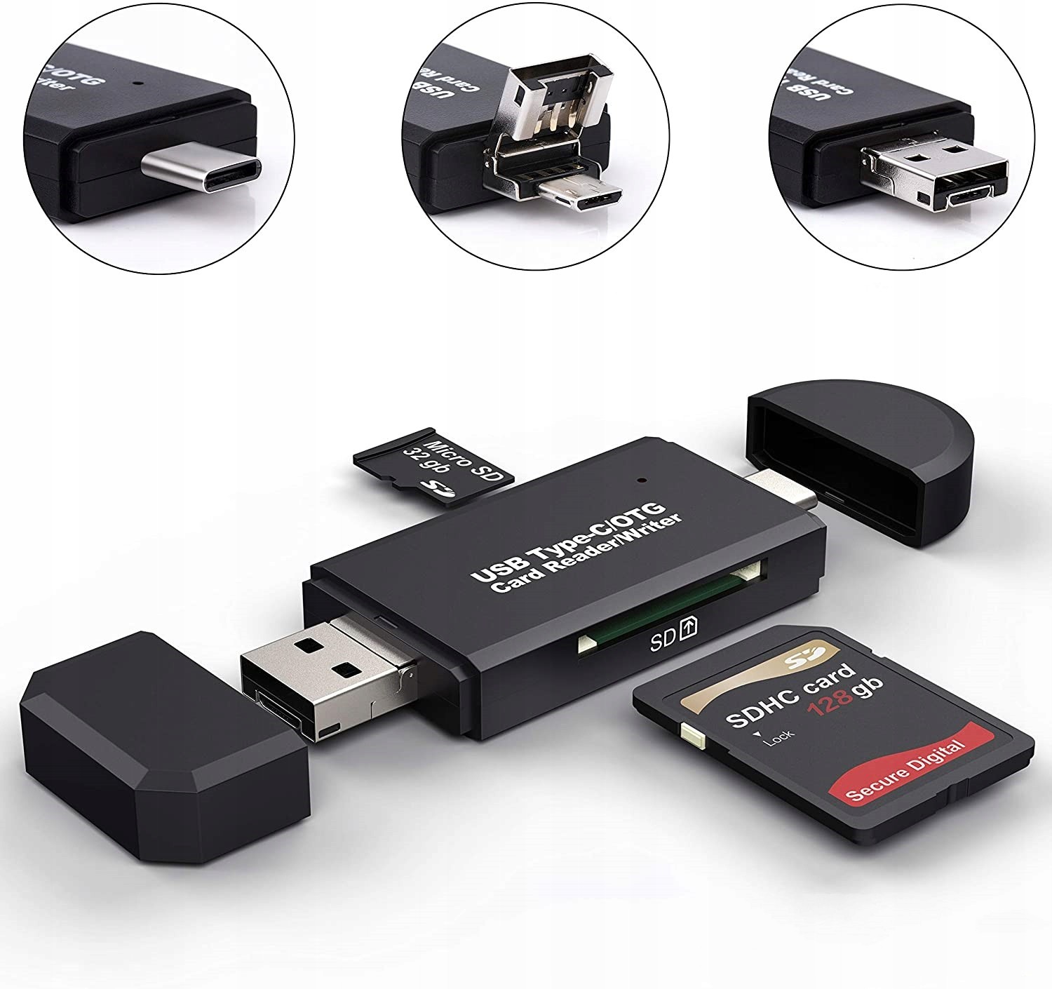 Micro 3w1 Czytnik kart Sd microSD Usb C Usb 3.0