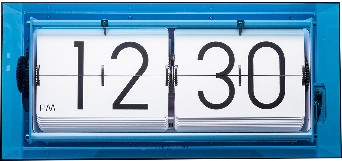 Nextime Zegar klapkowy stołowy, ścienny Big Flip Clear niebieski by 5209BL