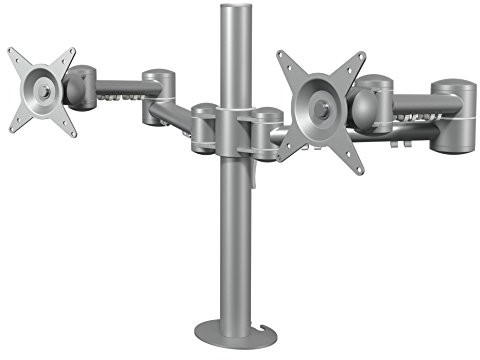Dataflex 632 ViewMate Style Monitor Arm (nośność do maks. 2 X 15 kg, do 61 cm (24 cale) ekran o przekątnej  cala, VESA: Mis-D 75 X 75/100 X 100 mm kompatybilny z) srebrny 805410526320