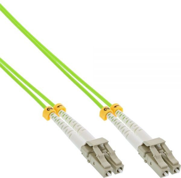 InLine Patch Cable LC Multi Mode M to LC Multi Mode M 5,0m glass fiber 50/125 Micrometer OM5 halogen free green 88522Q 88522Q