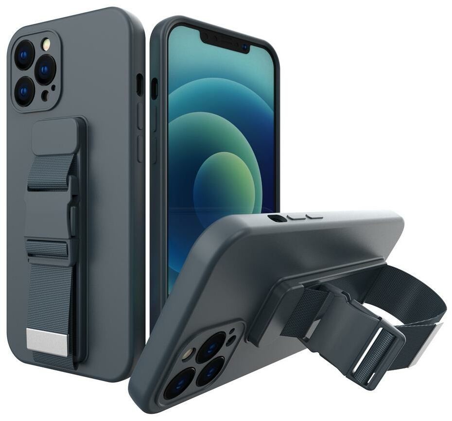 Hurtel Rope case żelowe etui ze smyczą łańcuszkiem torebka smycz iPhone 12 mini granatowy