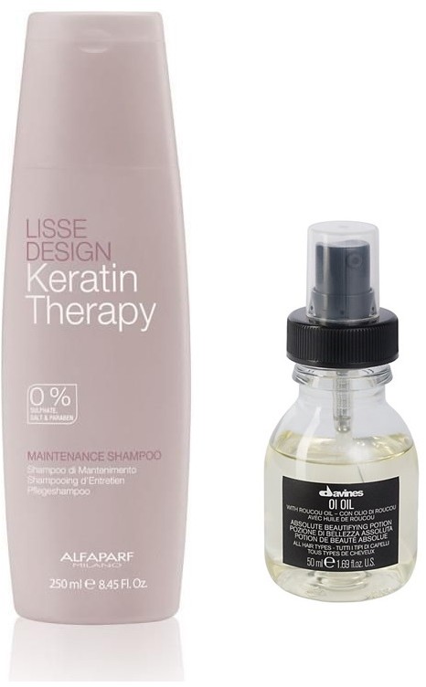 Alfaparf Keratin Therapy Maintenance and OI Oil | Zestaw do wygładzenia i regeneracji włosów szampon 250ml + olejek 50ml