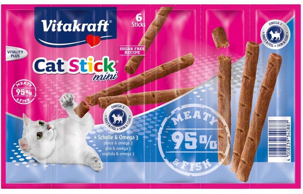 Vitakraft Cat Stick Mini, gładzica z omega-3 - 12 x 6 g