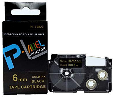 Zdjęcia - Papier Casio Taśma zamiennik  XR-6BKG 6mm x 8m złoty druk / biały podkład 