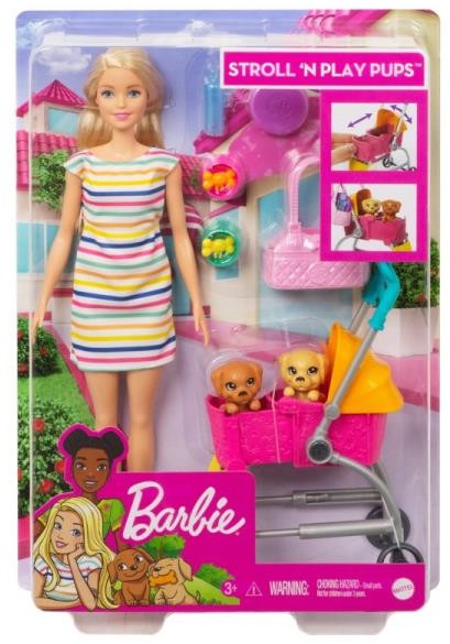 Mattel Lalka + spacerówka z pieskami GHV92 MATTEL