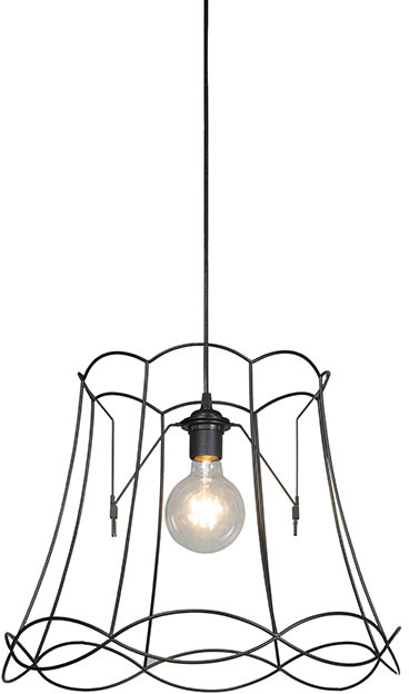 QAZQA Lampa wisząca retro czarna 45 cm - Granny Frame