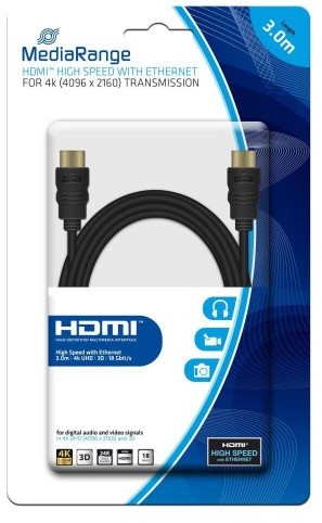 MediaRange Kabel HDMI MediaRange MRCS157 HDMI/HDMI with Ethernet, 3.0m, czarny MRCS157