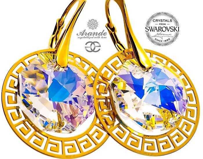 Swarovski PIĘKNE KOLCZYKI AURORA GREEK ZŁOTE SREBRO