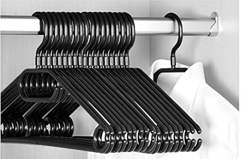 KEPLIN Keplin Premium wieszak na ubrania z hakiem, 20 sztuk, czarny, 40 cm szerokości 400164