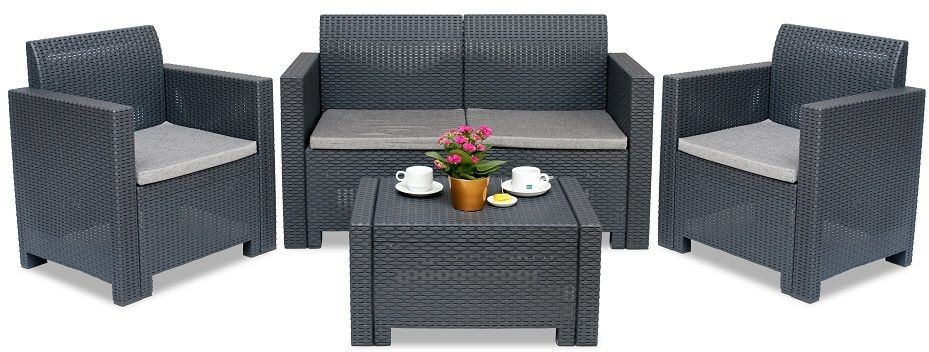 Bica Zestaw technorattanowy Nebraska 2 antracytowy BC906ANT