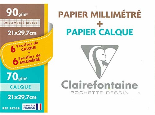 Clairefontaine biały aksamitny papier graficzny, 70 g, A4, 12 arkuszy 97528C