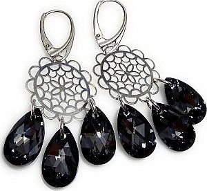 Swarovski PIĘKNE DŁUGIE KOLCZYKI SILVER NIGHT