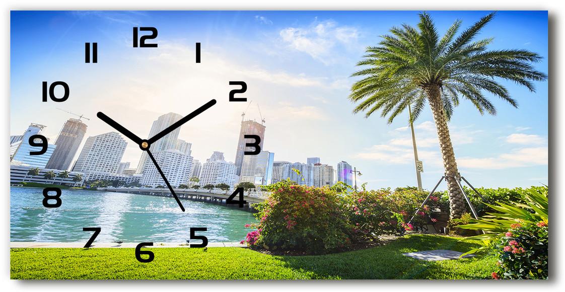 Nowoczesny zegar ścienny szklany Miami USA