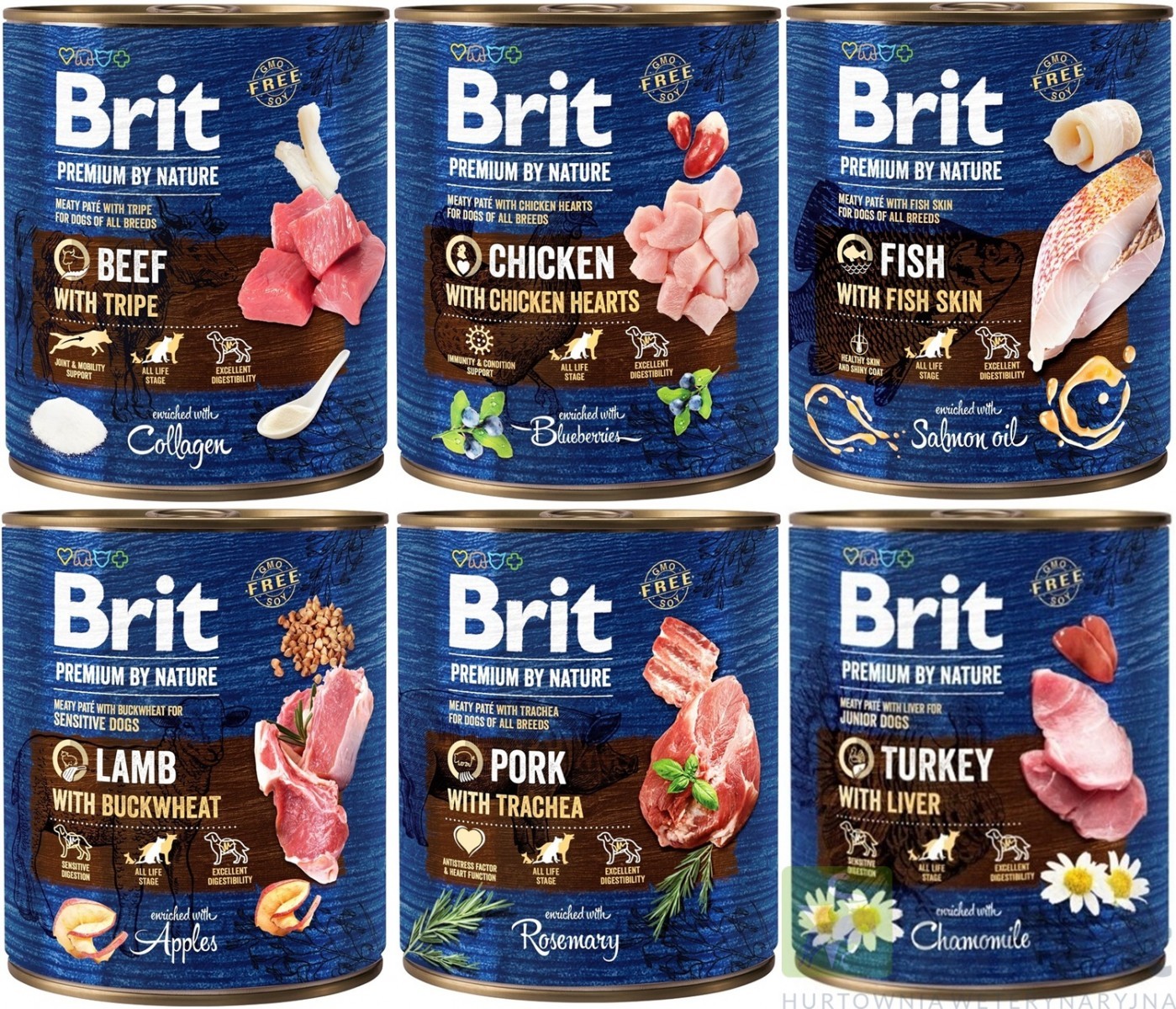 Brit Premium by Nature MIX SMAKÓW 12x800g
