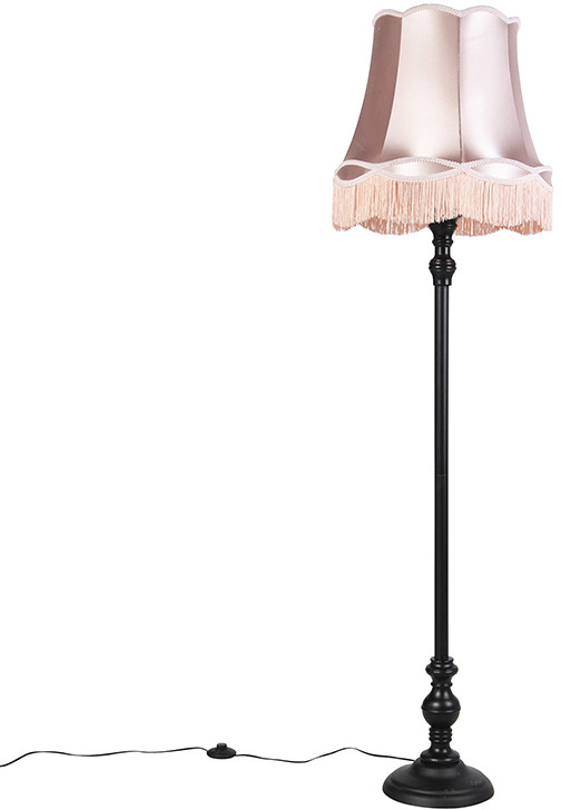 QAZQA Lampa podłogowa czarna z różowym odcieniem Granny - Classico 99166