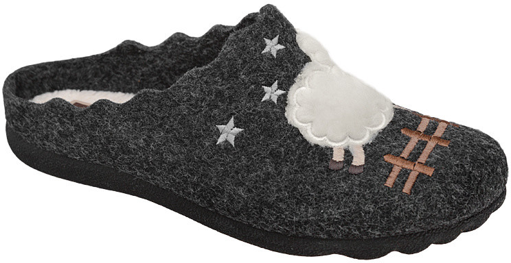 Manitu Kapcie 320054-01 Schwarz Czarne Pantofle domowe Ciapy zdrowotne 21468