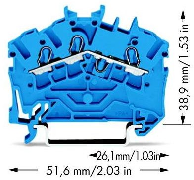 WAGO Terminal przepustowy WAGO 5.20 mm Sprężynowe Alokacja N niebieski 2002-6304 100 szt 2002-6304