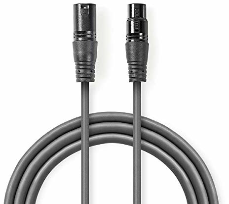 Nedis Balanced kabel audio - XLR 3-pin wtyczka - XLR gniazdo 3-pin - niklowany - 20,0 m - okrągły - PVC - ciemnoszary - opakowanie kartonowe COTG15010GY200