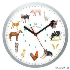 Atrix Zegar ścienny solid z głosami 12 zwierząt #1