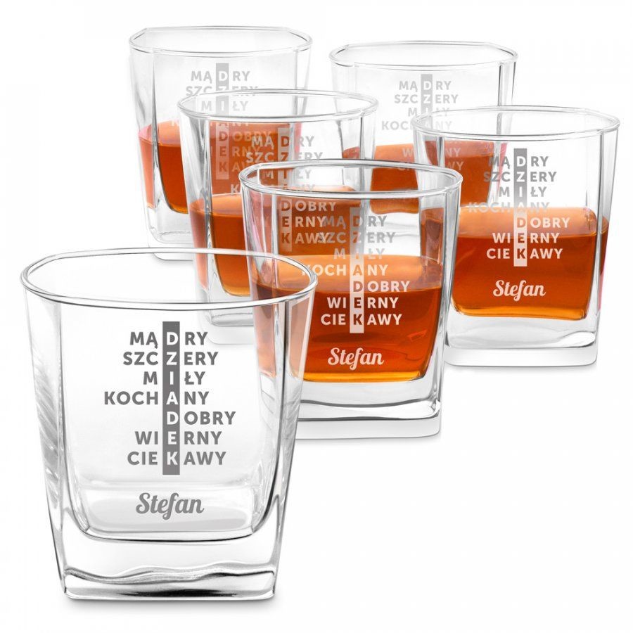 Murrano Szklanki grawerowane do whisky x6 komplet dedykacja dla dziadka 6xSZC-040