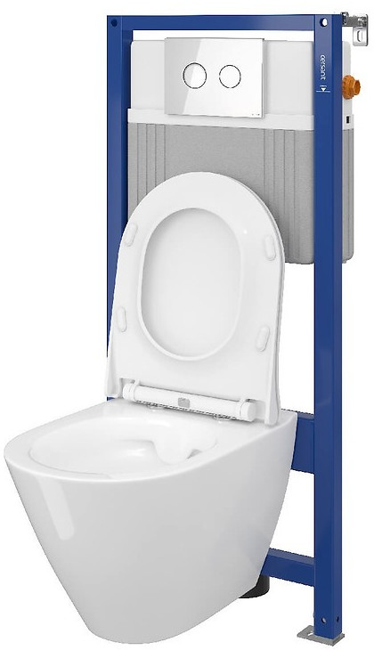 Cersanit Set B30 Aqua Zestaw Toaleta WC podwieszana 54x36,5 cm CleanOn bez kołnierza z ukrytym mocowaniem z deską sedesową wolnoopadającą i stelażem pneumatycznym Aqua 52 biały S701-322 odbiór osob