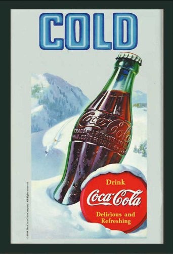 empireposter Empire plakat  Coca Cola  zimna  rozmiar (cm), ok. 20 X 30  lustro lustro na ścianę z czarnego tworzywa sztucznego ramki o wyglądzie drewna z nadrukami z nadrukami 537225