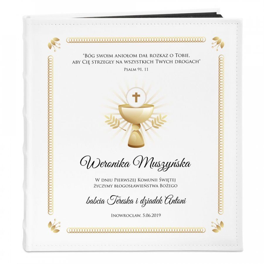 NA Murrano Album Zdjęcia Duży Pamiątka I Komunii Kielich Nadruk ALB-BC-BK-UV-027