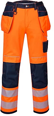 Portwest Portwest - Vision Hi-Vis spodnie robocze pomarańczowe/granatowe - 100 cm talia - 69 cm noga T501ONS40