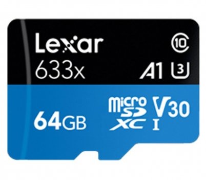 Lexar 64GB microSDXC High-Performance 633x UHS-I A1 V30 (LSDMI64GBB633A)
