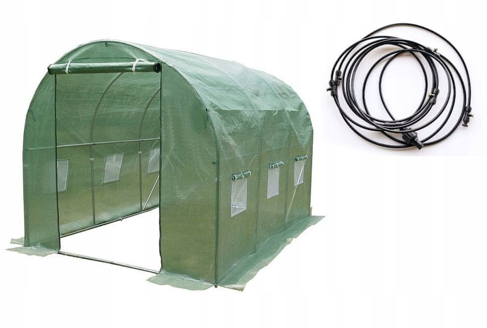 4iQ Tunel Foliowy 2x3,5m Zielony + System Zraszający 6m