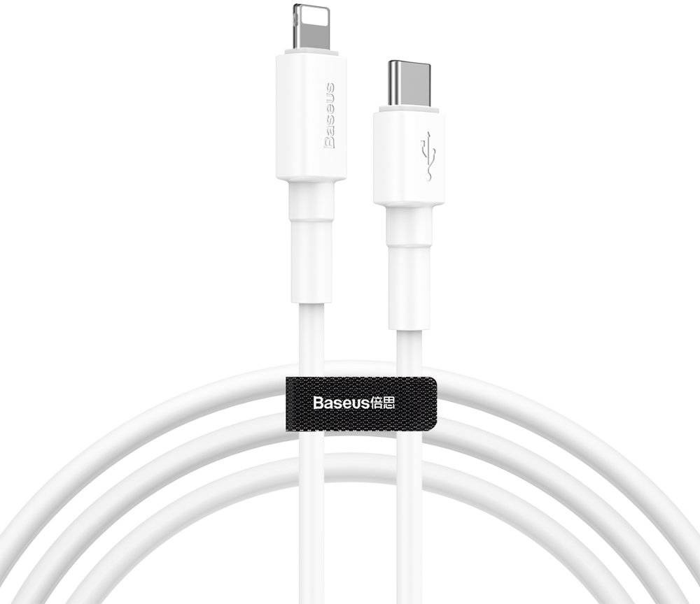 Baseus wytrzymały kabel przewód USB Typ C PD / Lightning 18W QC3.0 1m biały (CATLSW-02) hurtel-51911-0