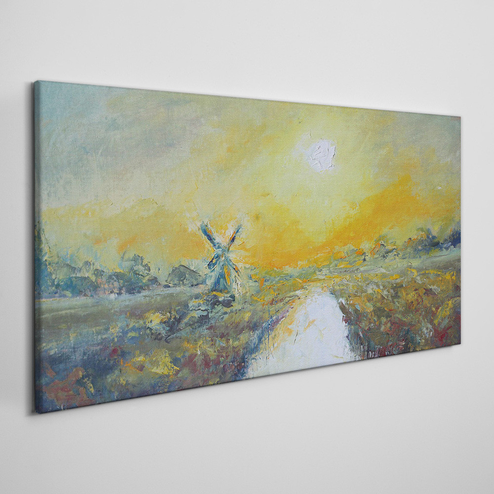 PL Coloray Obraz Canvas wieś młyn zachód słońca 100x50cm