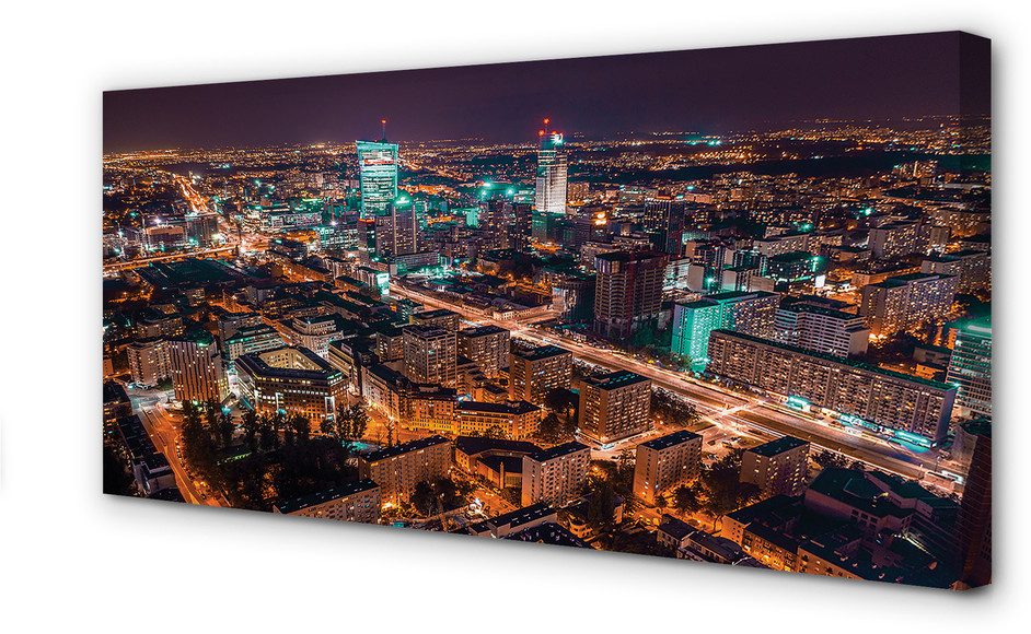 PL Tulup Obrazy na płótnie Warszawa Miasto noc panorama 125x50cm