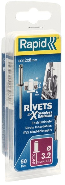 Rapid Nity  stal nierdzewna śr. 3 2 x 8 mm 50 szt.