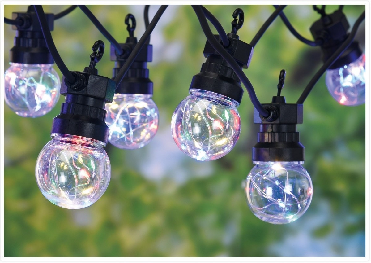 Łańcuch zewnętrzny z 10 żarówkami Remi, 50 kolorowych LED