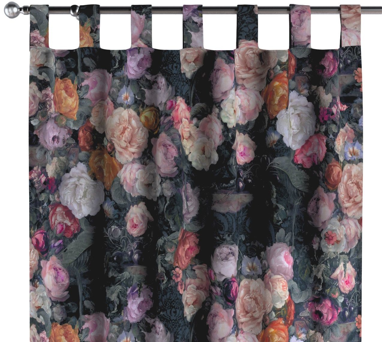 Dekoria Zasłona na szelkach 1 szt. wielobarwne kwiaty na ciemnym tle 1szt 130 × 260 cm Gardenia 310-161-02