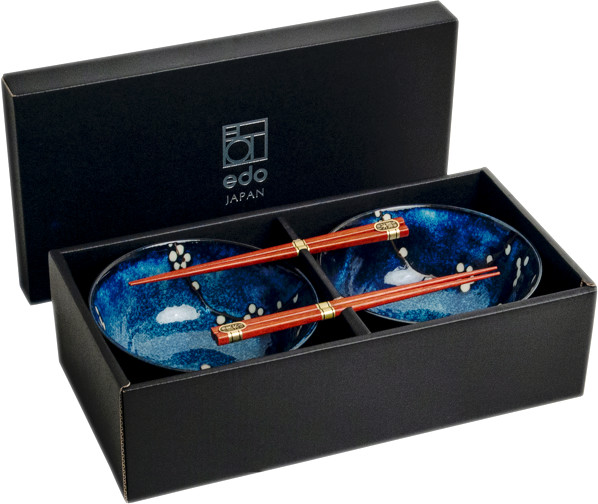 Edo Japan Zestaw misek do udonu Hana niebieski, 4 elementy - Edo Japan