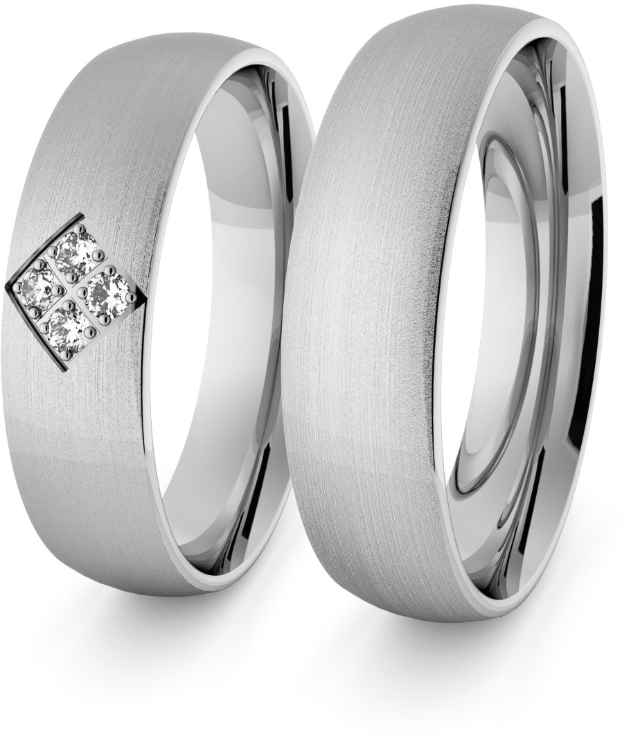 Eminence Obrączki ślubne klasyczne z białego złota niklowego 5 mm z brylantami - 23 Au-classic-5-23