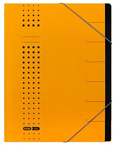 Elba 400002022 teczka na dokumenty chic 5 szt. A4 7 przegródek z pustymi literami z kartonu w kolorze żółtym 400002022