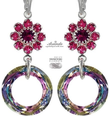 Swarovski ozdobne kolczyki VITRAIL RING SREBRO