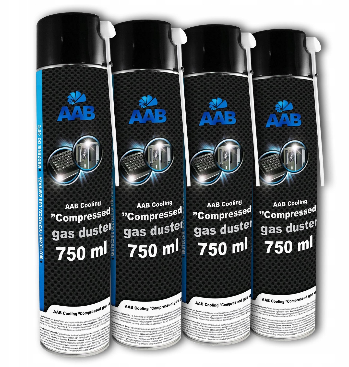 4x Aabcooling Sprężone Powietrze 750ml + 8x Rurka