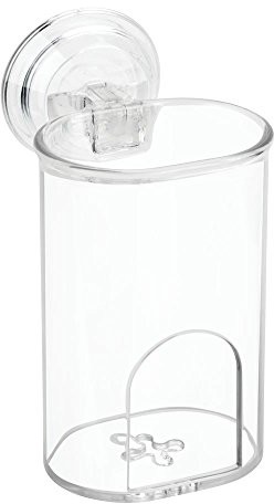 InterDesign Inter wzornictwo power Lock-uchwyt do golarki (elektryczna) szczoteczek do zębów, kremowy zębów oraz do łazienki lub blat pod umywalkę-transparentny, plastik, Clear, 7,6 x 8,9 x 13,7 cm 53160