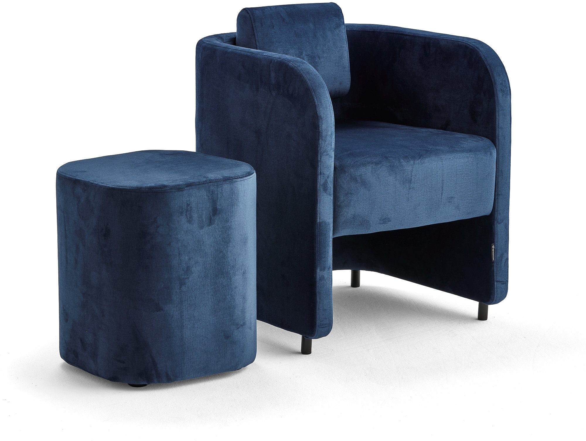 AJ Produkty Zestaw mebli COMFY, fotel i stołek, na nóżkach, velvet, niebieski