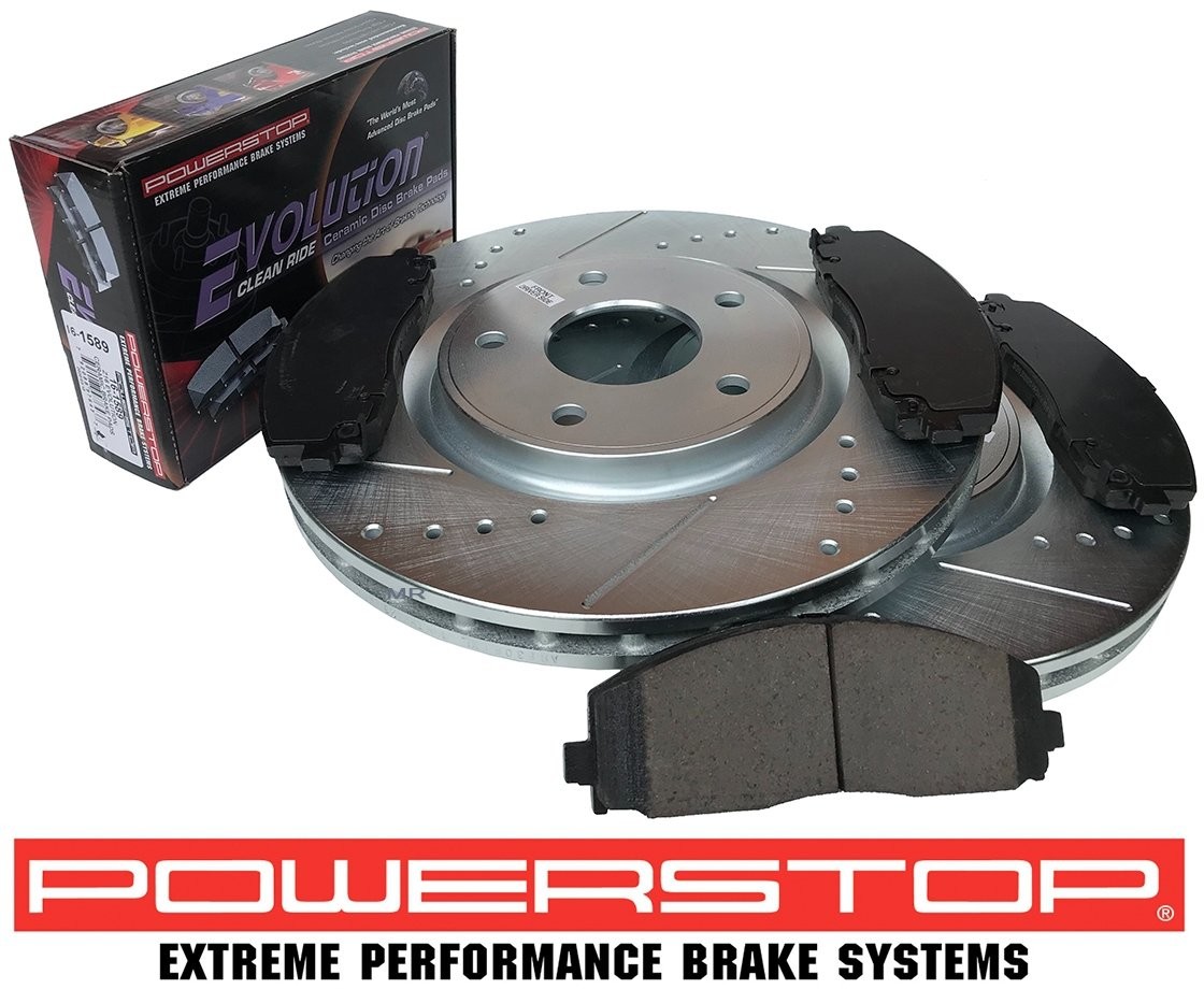 POWERSTOP Przednie klocki + WIERCONE tarcze hamulcowe 330mm POWERSTOP Chrysler Pacifica 2017 AR83081XPR+16-1589
