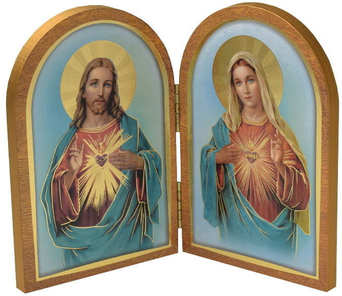 top Dyptyk religijny Serce Maryi i Serce Jezusa