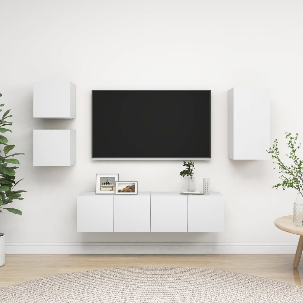 vidaXL Lumarko 5-cz. zestaw szafek TV, biały, płyta wiórowa 3078695