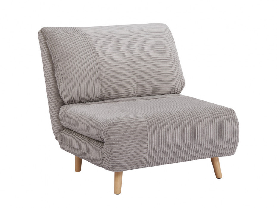 Vente-Unique Rozkładany fotel welurowy prążkowany PALULA - jasnoszary