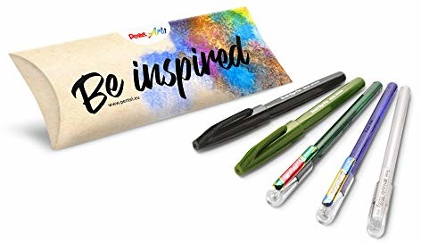 Pentel Pentel Zestaw kreatywny, 5-częściowy, idealny do pisania ręcznego, Bullet Journal, kartek z życzeniami itp. Idealny na Boże Narodzenie/Boże Narodzenie SES15C-AMZ5MP2EU
