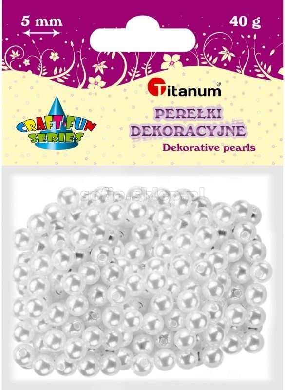 Titanum Perełki plastikowe, 5 mm, 40 g, Titanum
