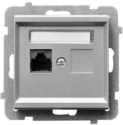 LEDart komputerowe pojedyncze RJ45 kat.5e, bez ramki - Ospel Sonata GPK-1R/K/m/38, kolor srebrny mat